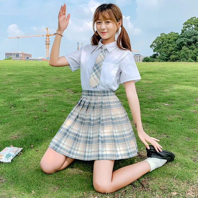 Fashion Summer Women Skirts Japan Style School Pleated Skirts for Girls High Waist Plaid Mini Skirts Women
