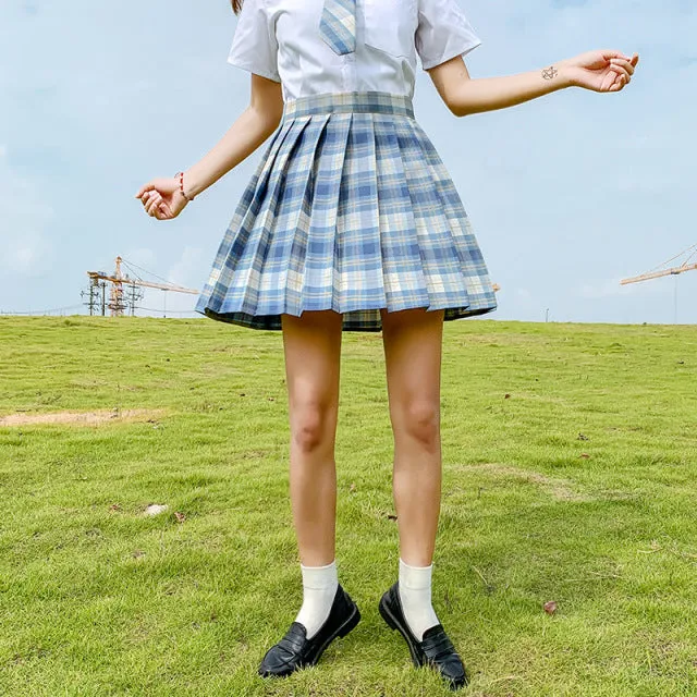 Fashion Summer Women Skirts Japan Style School Pleated Skirts for Girls High Waist Plaid Mini Skirts Women