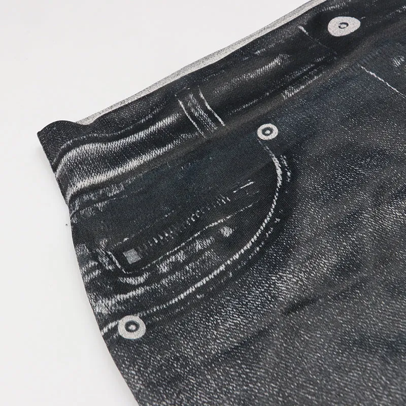 Faux Denim Jeans Leggings Pants