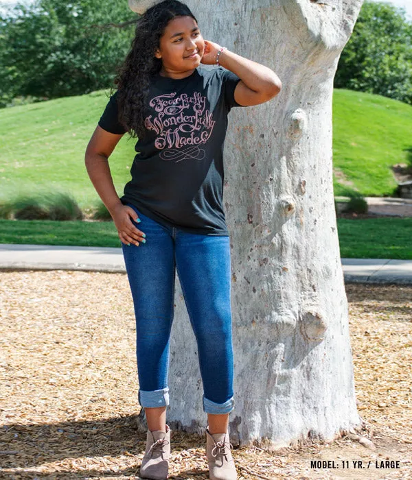 Fearfully Wonderfully Made Girl Tee – Black