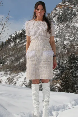 Feather and Pearl Skirt with Pockets