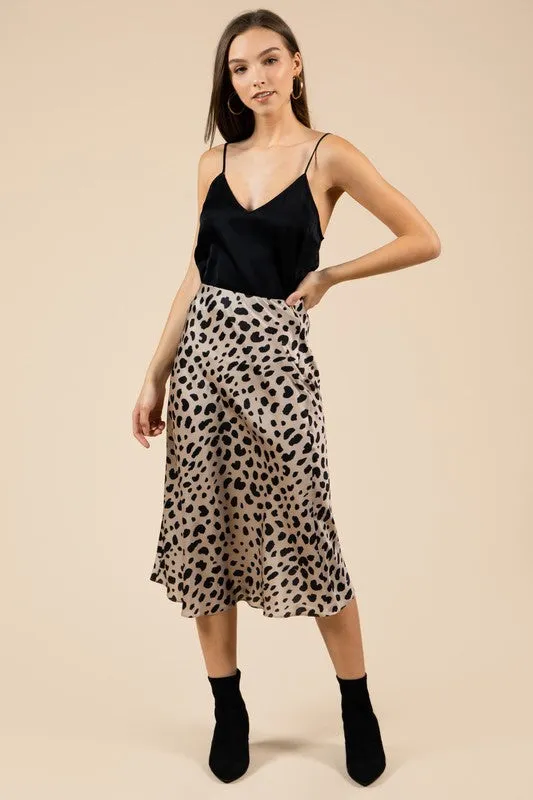 FEMME LEOPARD MIDI SKIRT
