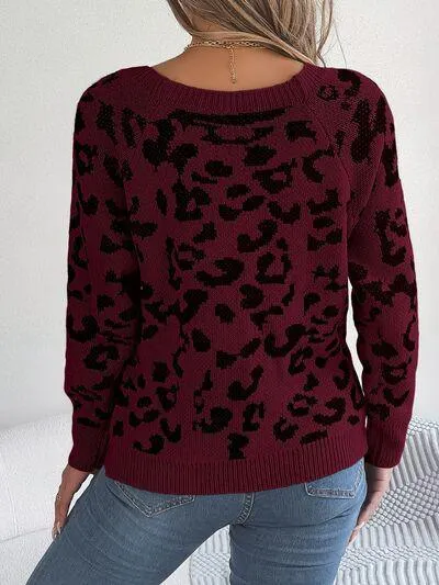 Fierce Chic Leopard Square Neck Sweater