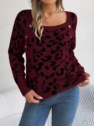Fierce Chic Leopard Square Neck Sweater