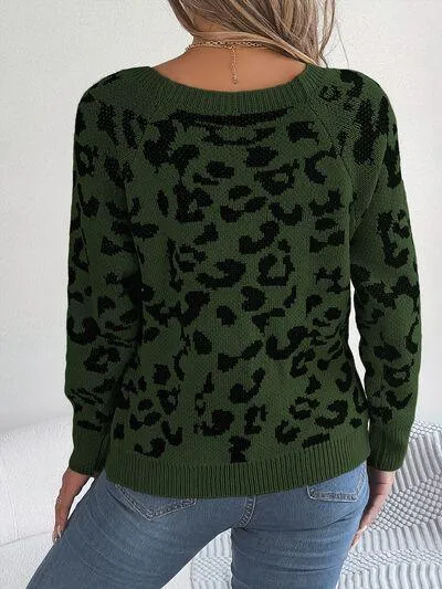 Fierce Chic Leopard Square Neck Sweater