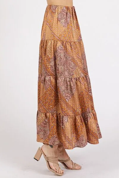 Flair For Skirts Hazelnut Paisley Patchwork Satin Skirt
