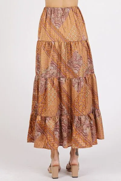 Flair For Skirts Hazelnut Paisley Patchwork Satin Skirt