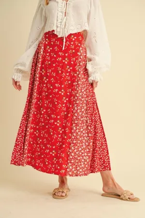 Floral Elastic Waist Maxi Skirt