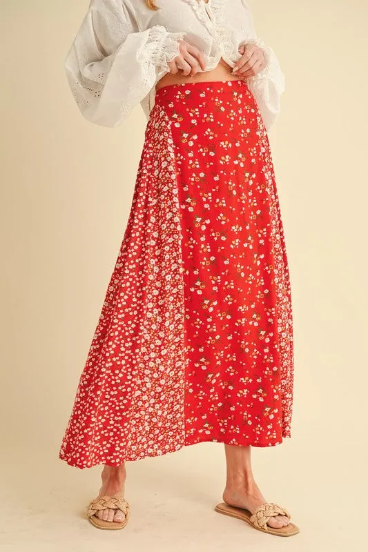 Floral Elastic Waist Maxi Skirt