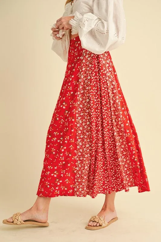Floral Elastic Waist Maxi Skirt