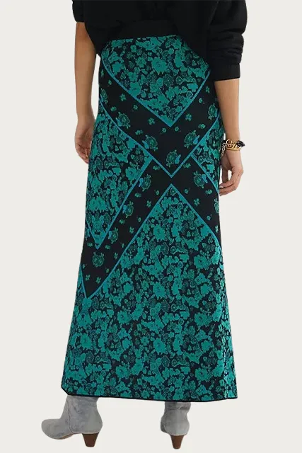 FLORAL KNIT MIDI SKIRT