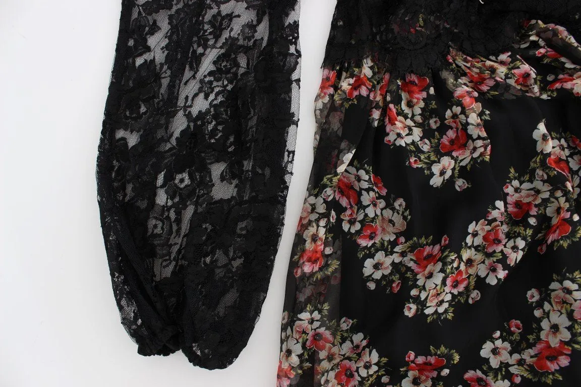 Floral Lace Silk Long Maxi Dress
