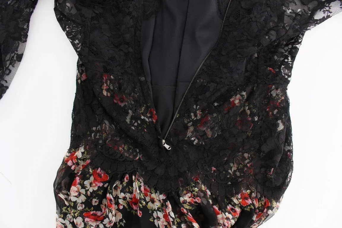 Floral Lace Silk Long Maxi Dress