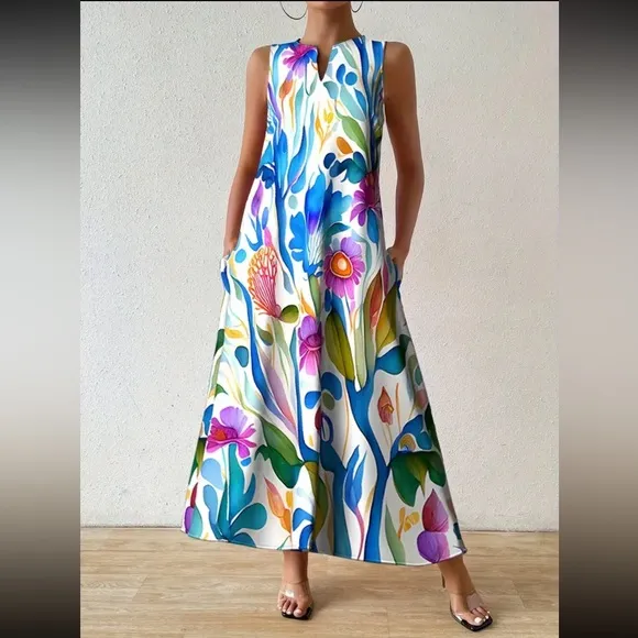 Floral Maxi Dress with Pockets