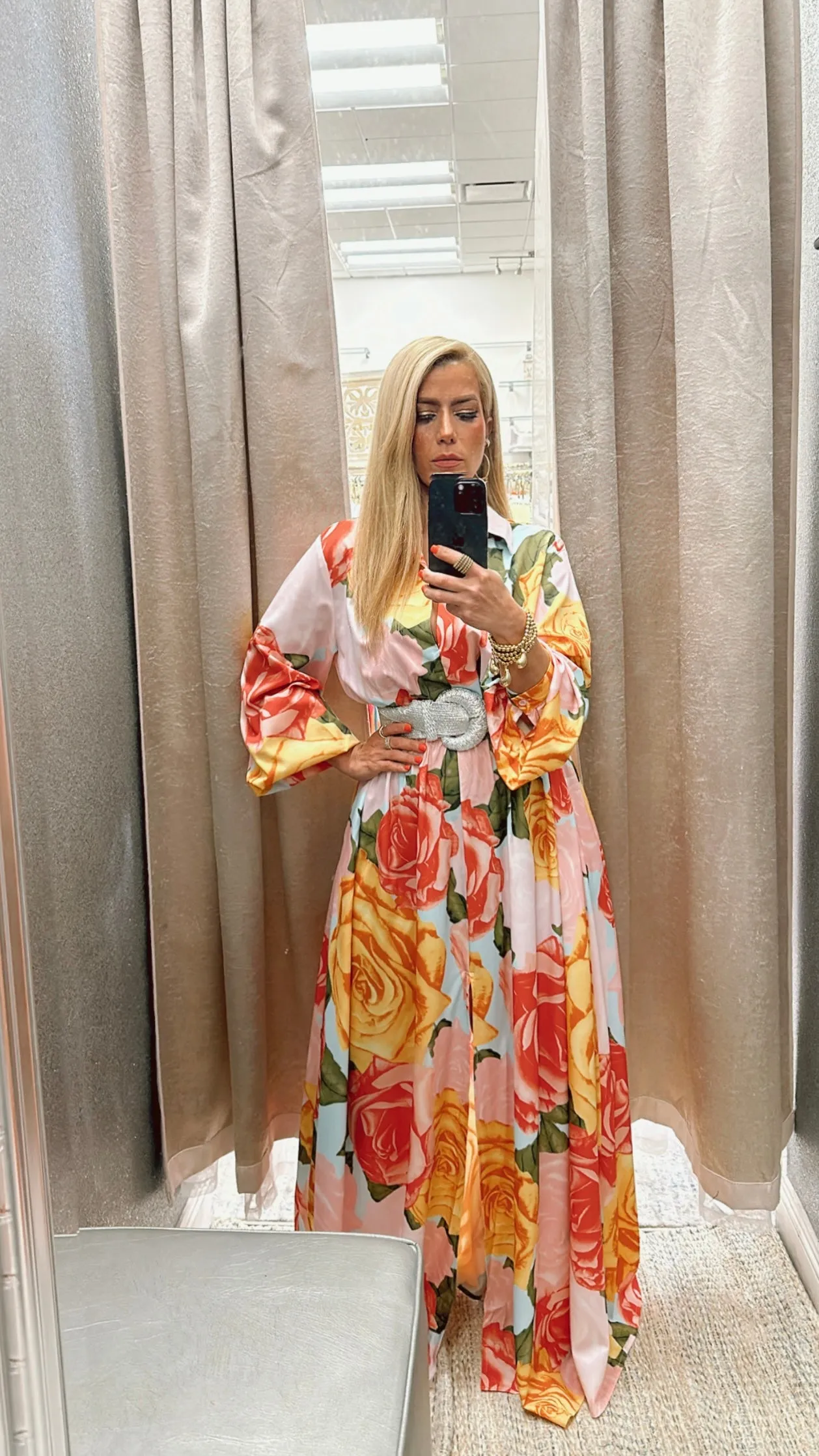 Floral orange-green maxi