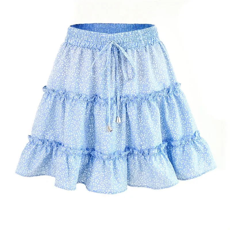 Floral Print High-Waisted Ruffle Hem Mini Skirt