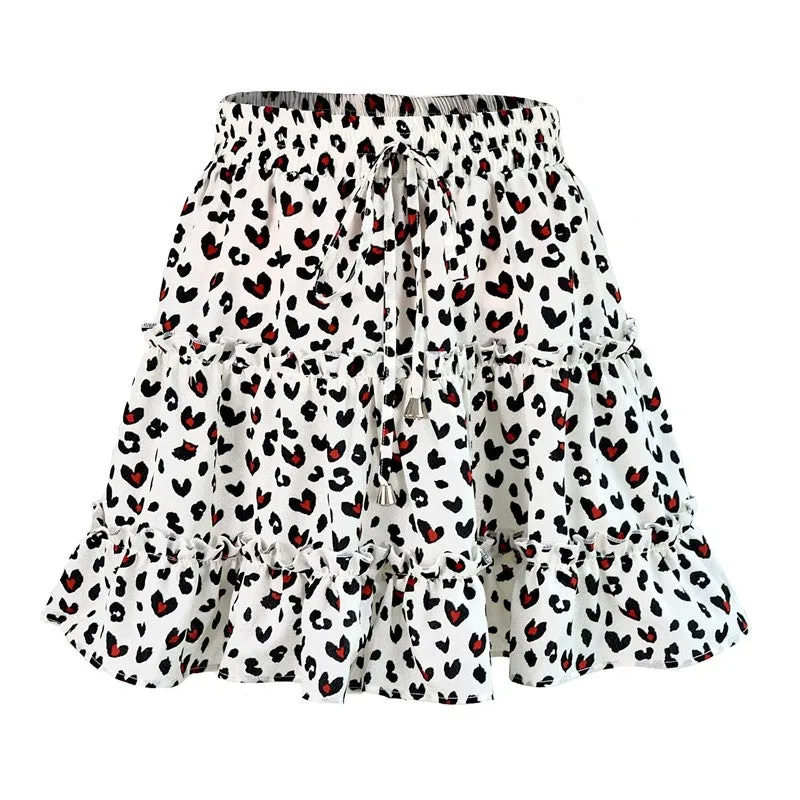 Floral Print High-Waisted Ruffle Hem Mini Skirt