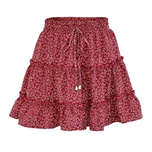 Floral Print High-Waisted Ruffle Hem Mini Skirt