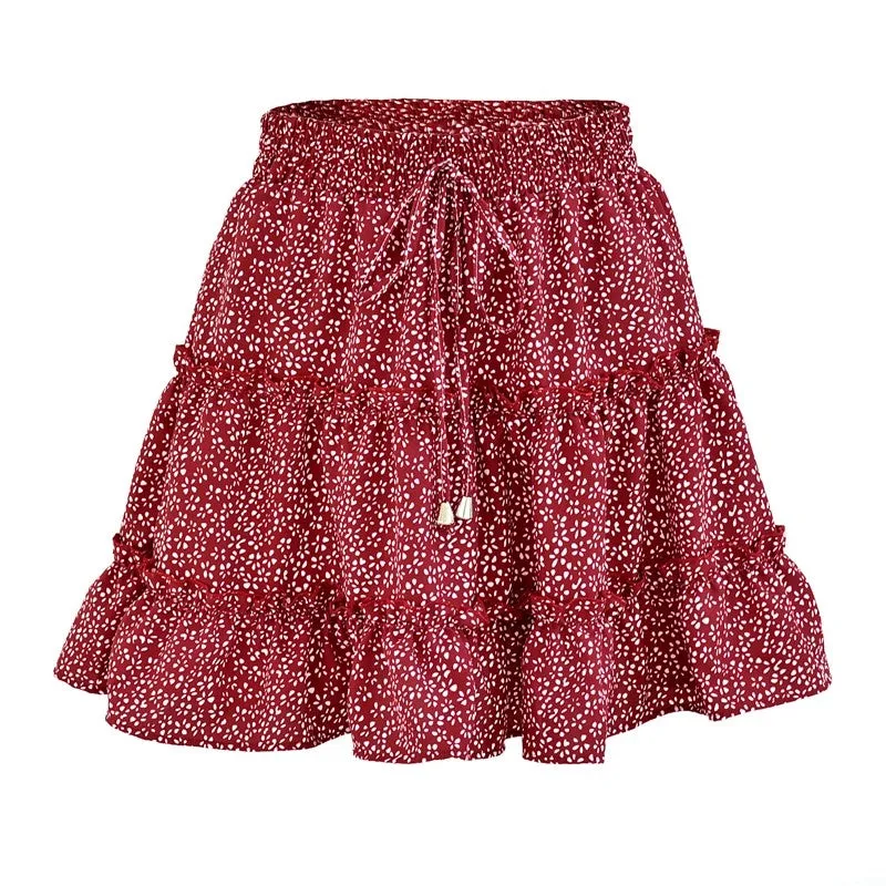 Floral Print High-Waisted Ruffle Hem Mini Skirt
