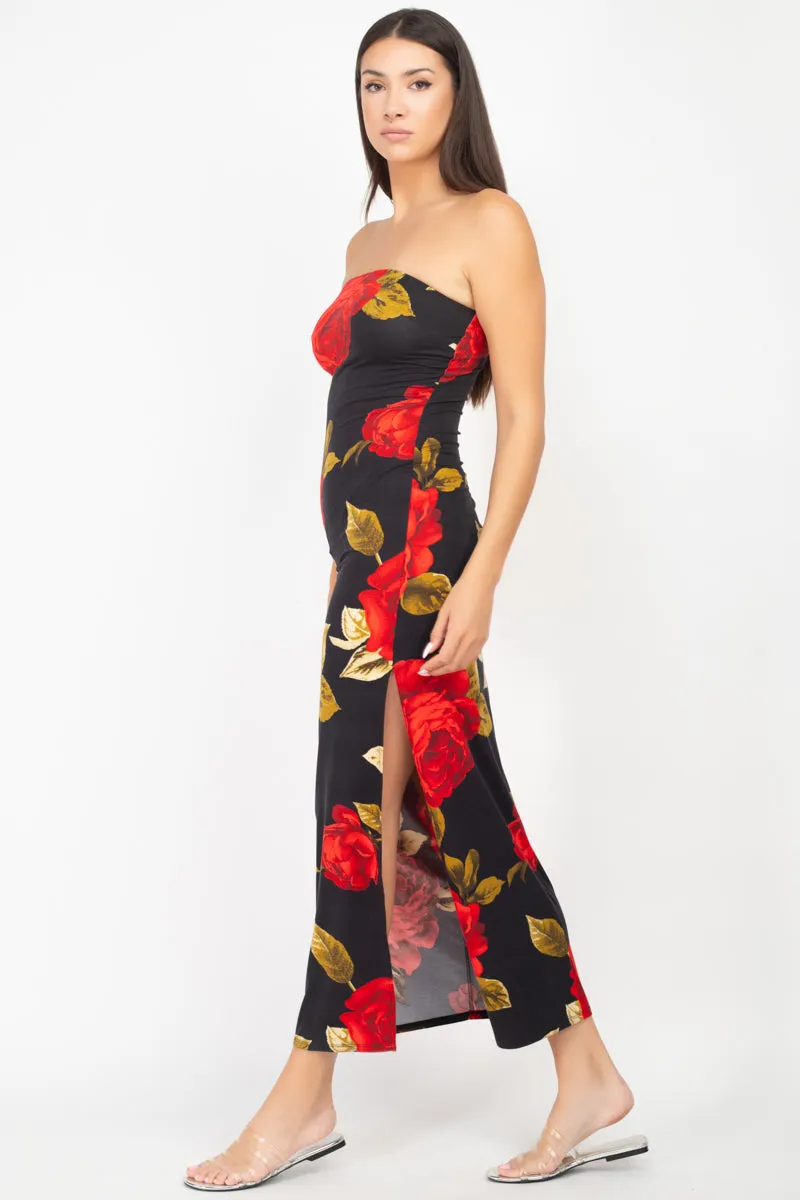 Floral Strapless Maxi Dress