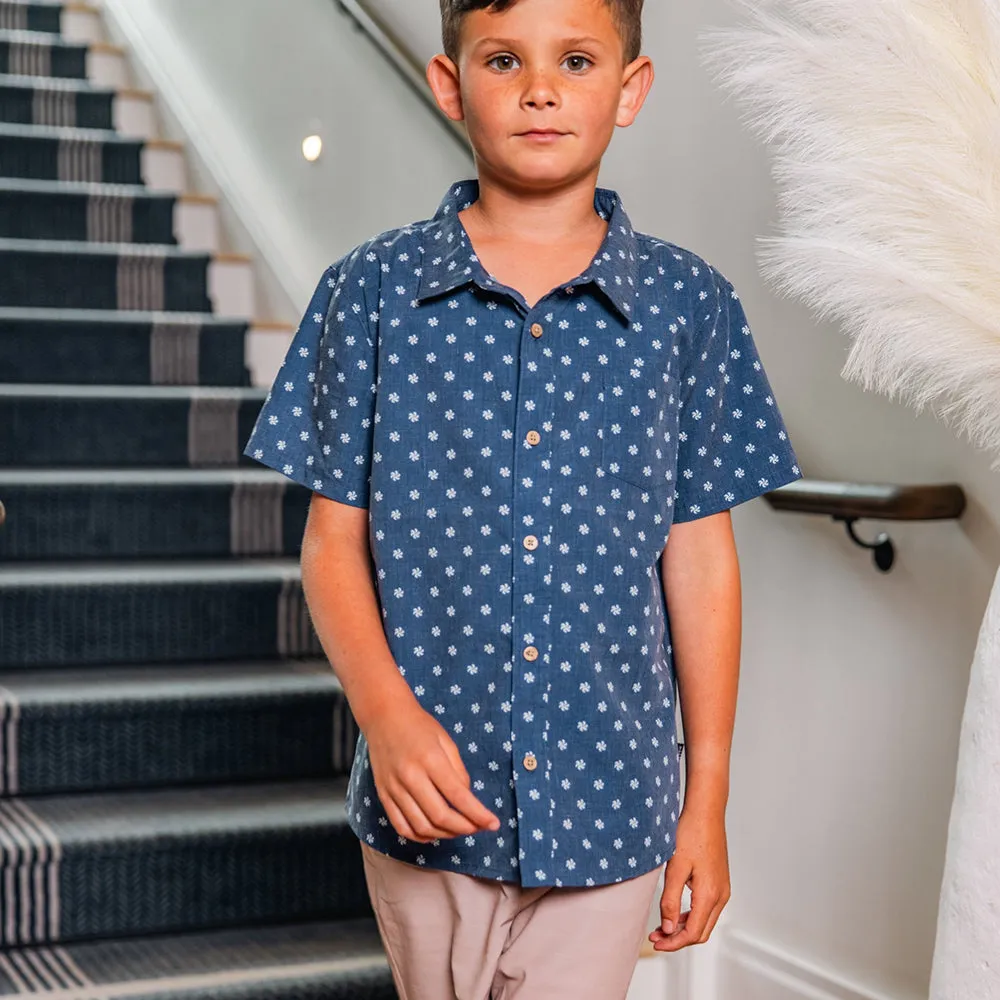 Flower Dial Button Down | Navy Twilight
