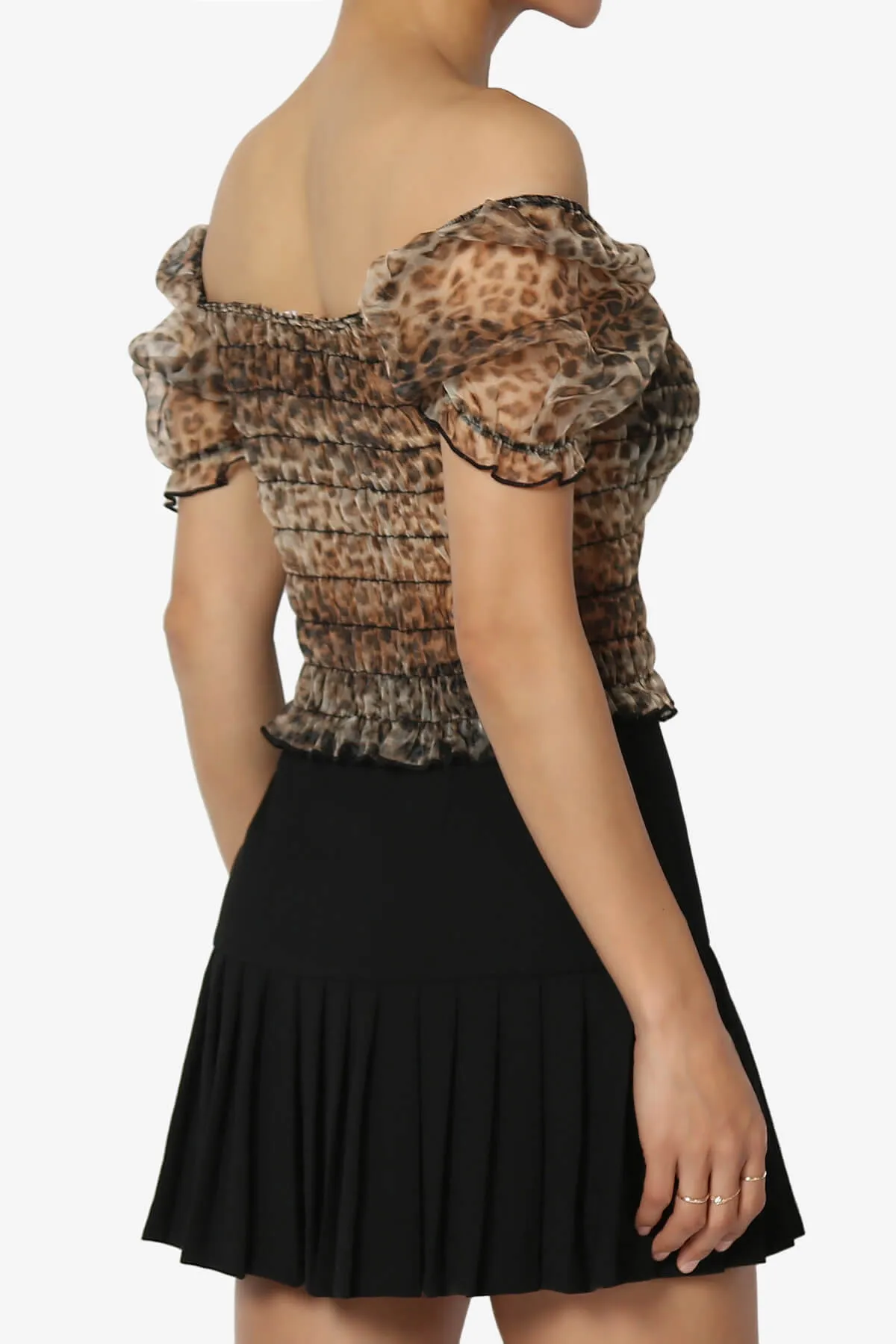 Franco Leopard Print Organza Sheer Blouse