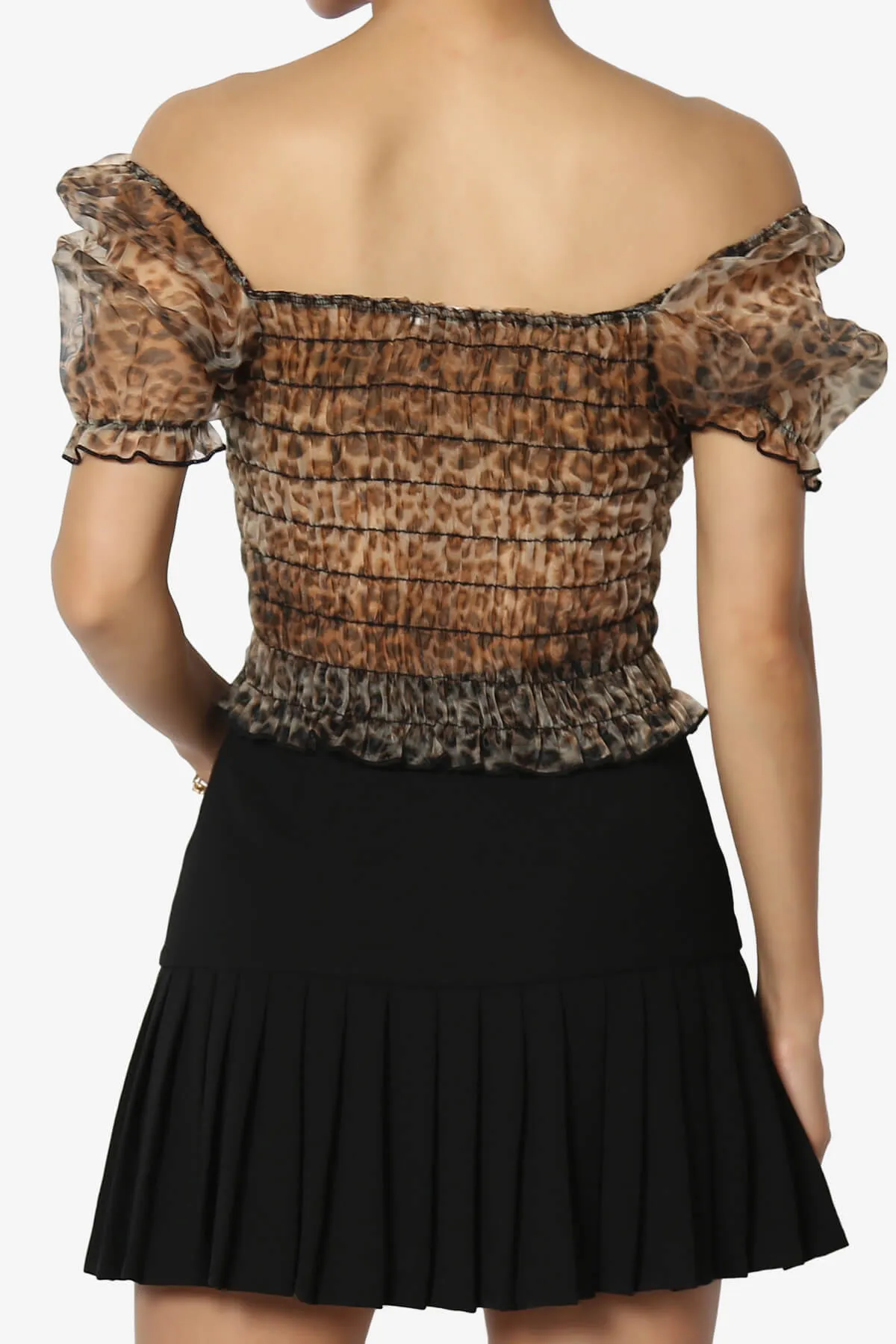 Franco Leopard Print Organza Sheer Blouse