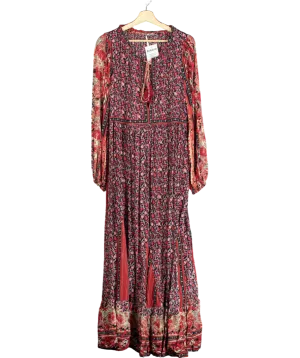 Free People Red Tie Front Floral Maxi Dress UK L