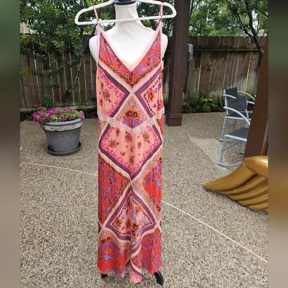 Free people Stevie Scarf Print Maxi Dress   XS
