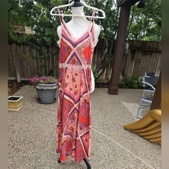 Free people Stevie Scarf Print Maxi Dress   XS