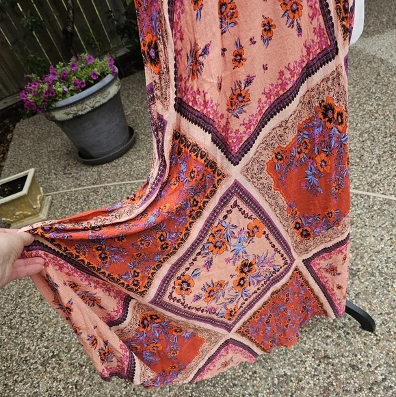 Free people Stevie Scarf Print Maxi Dress   XS