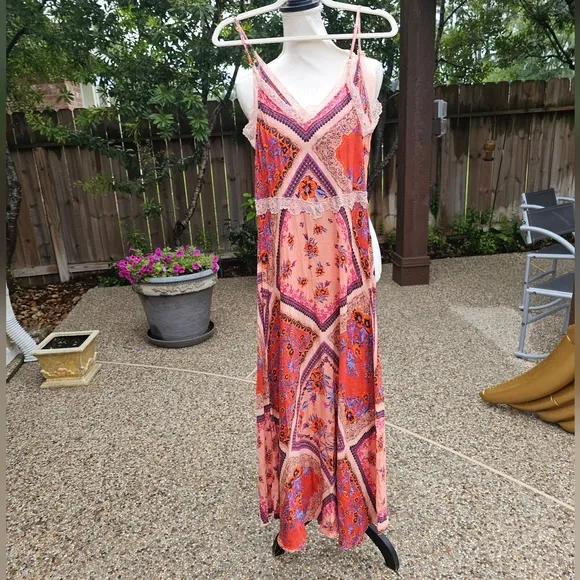 Free people Stevie Scarf Print Maxi Dress   XS