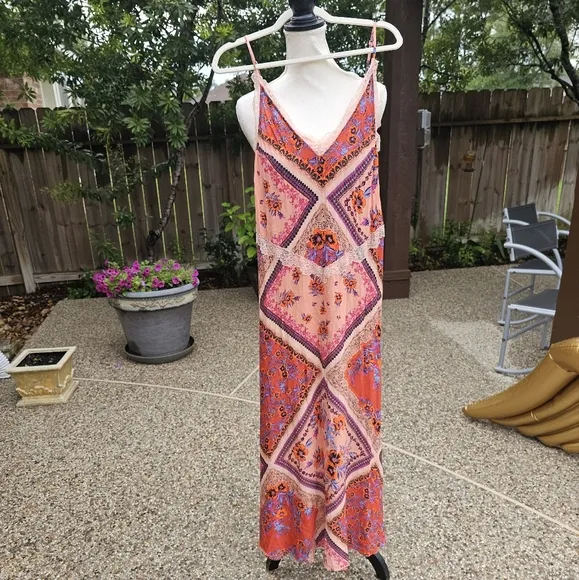 Free people Stevie Scarf Print Maxi Dress   XS