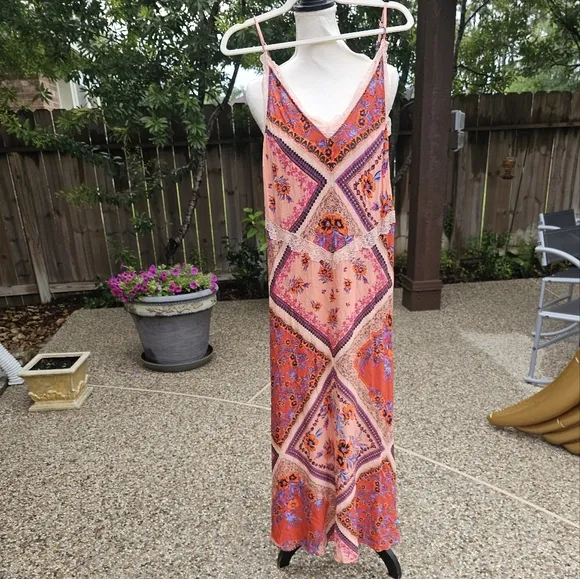 Free people Stevie Scarf Print Maxi Dress   XS