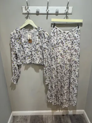Free People white Floral Maxi Skirt Set
