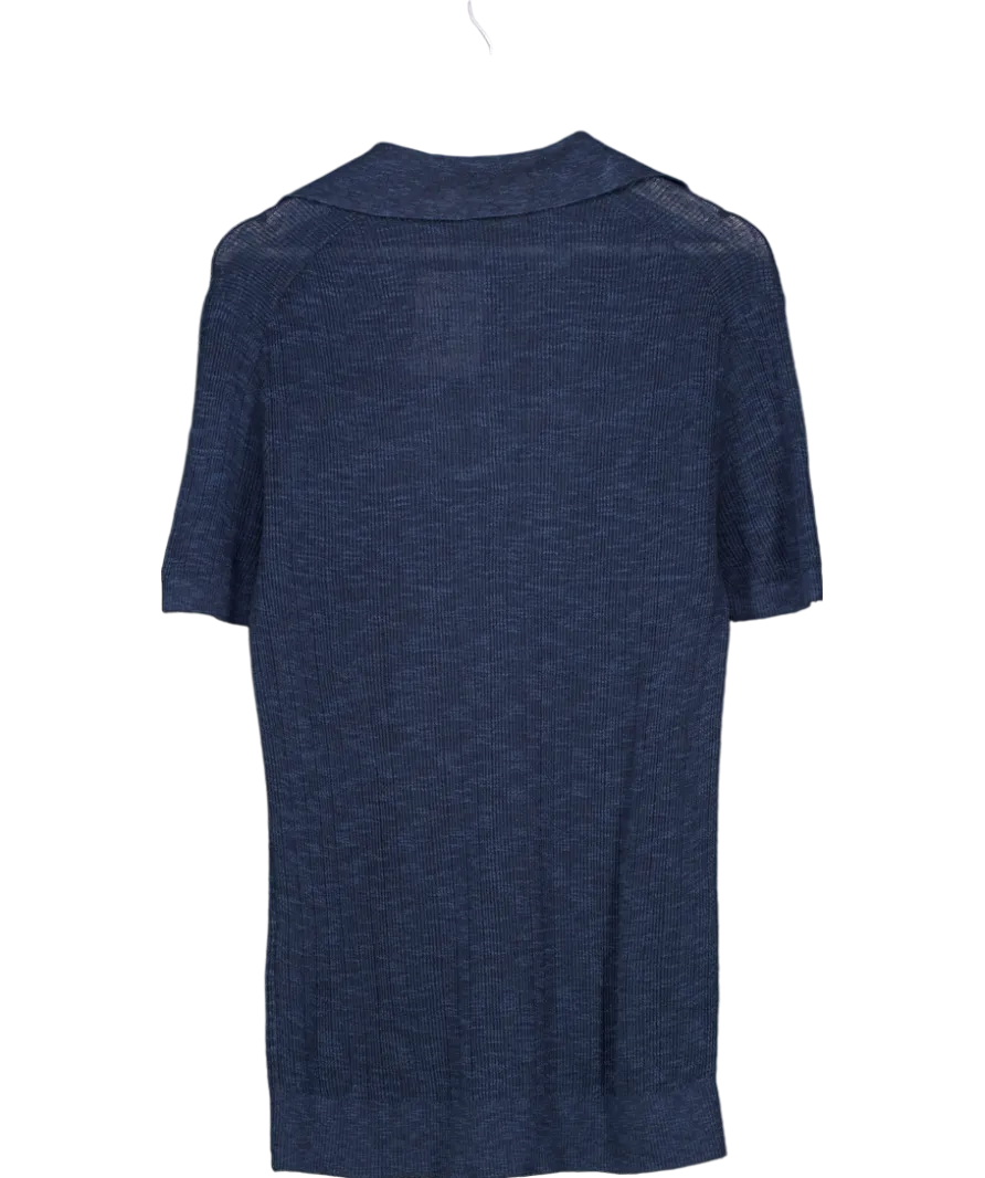 Frescobol Carioca Blue Jaoquim Cotton Blend Polo Shirt UK M