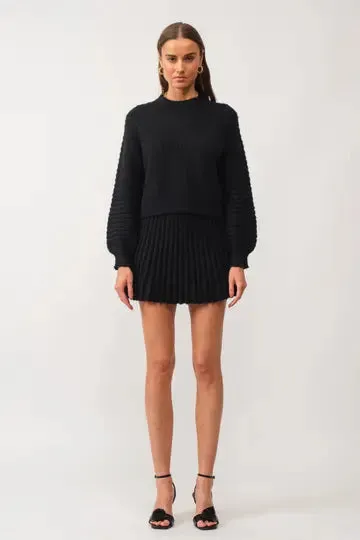 Gabrielle Pleated Knit Skirt Black