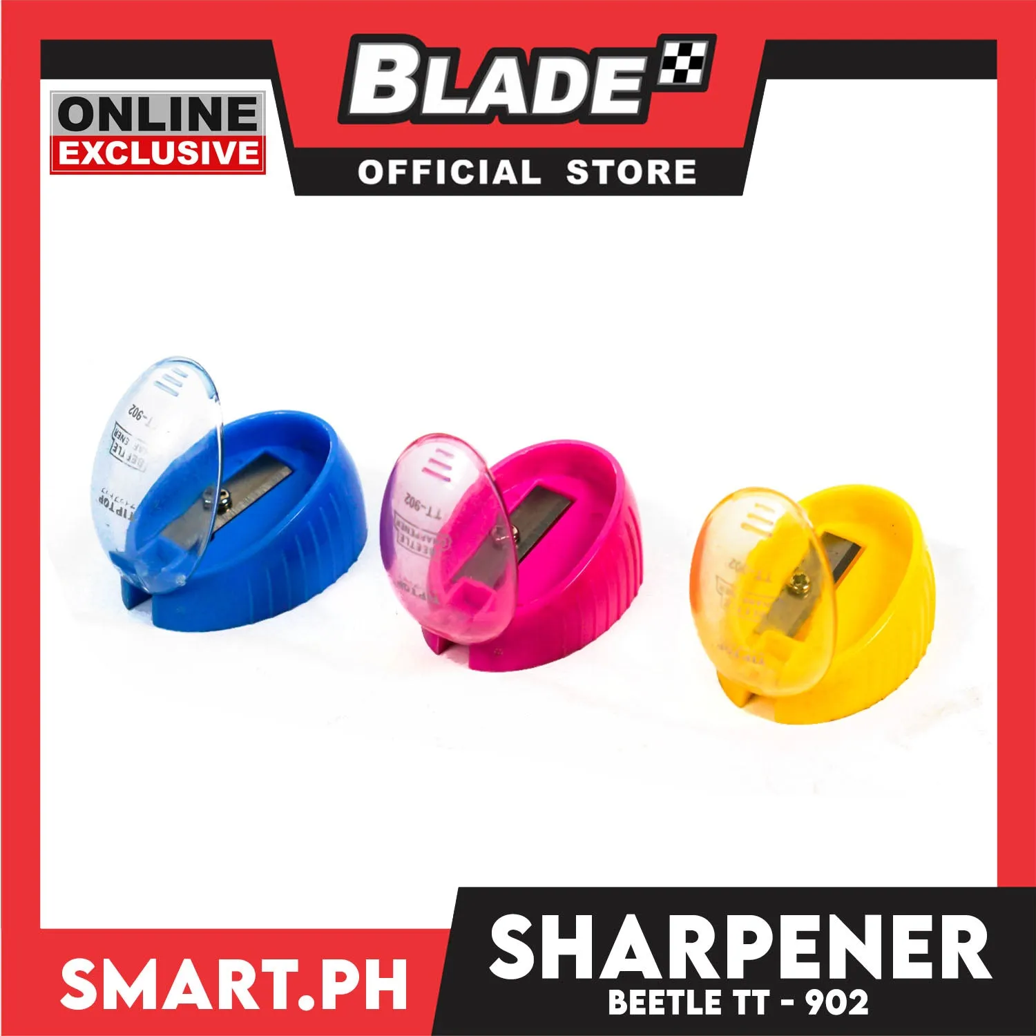 Gifts Round Sharpener Pencil Bettle, Single Hole Tiptop TT-902 (Assorted Colors)