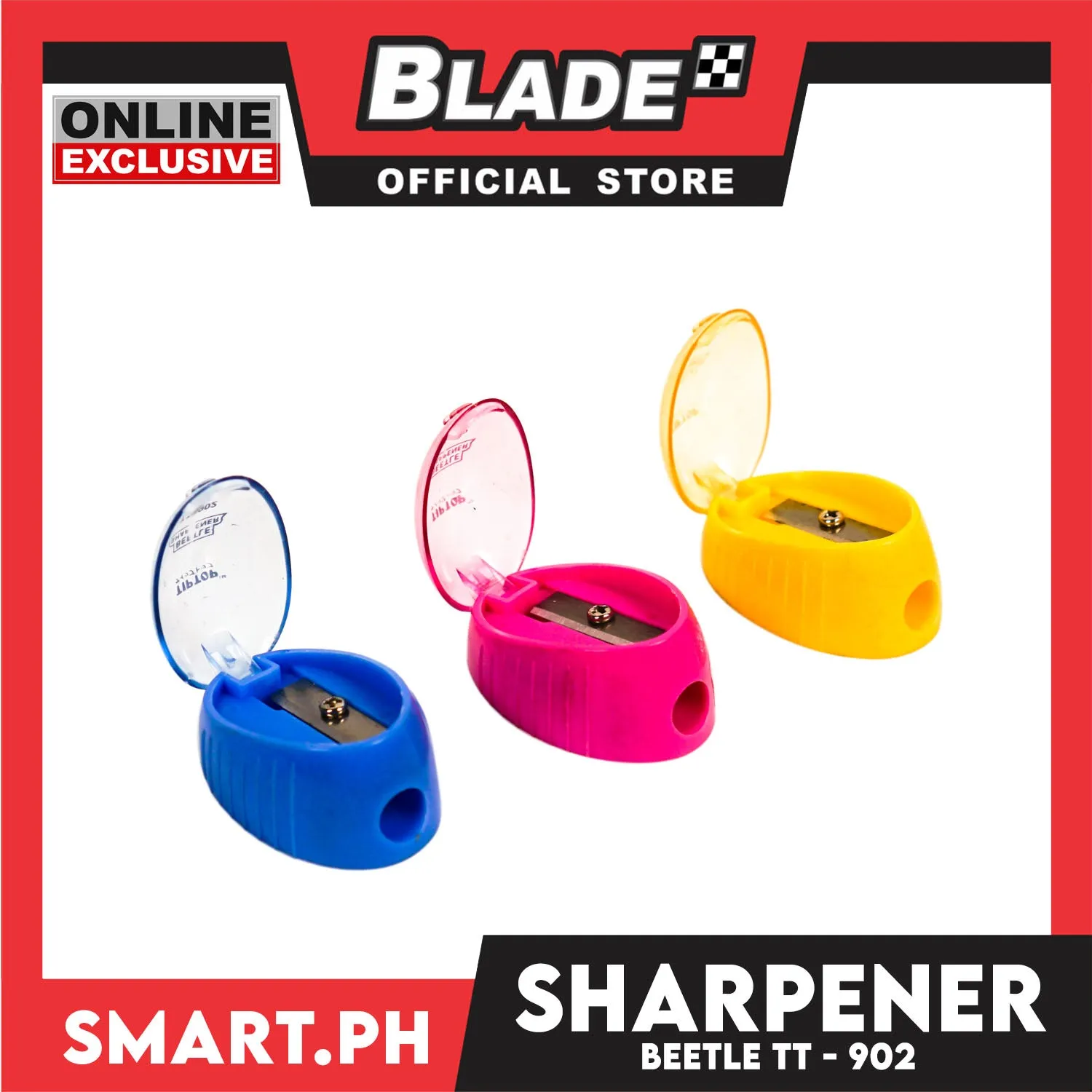 Gifts Round Sharpener Pencil Bettle, Single Hole Tiptop TT-902 (Assorted Colors)