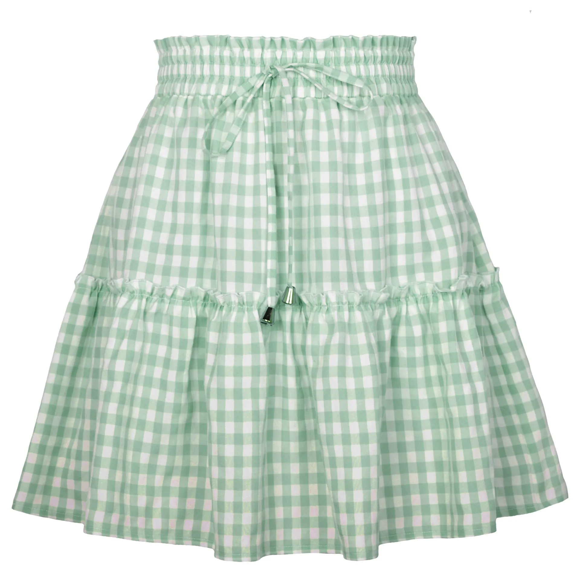 Gingham Print Tiered Mini Skirt