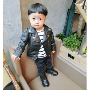 Girl Boy Baby Outwear Leather Jacket