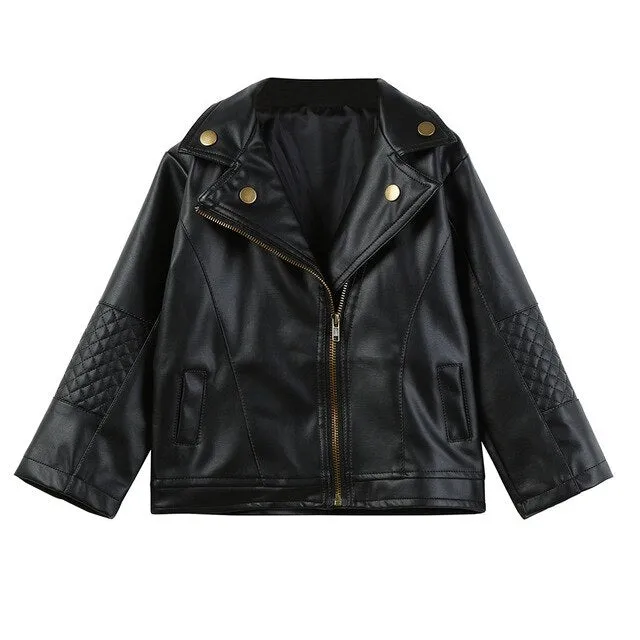 Girl Boy Baby Outwear Leather Jacket