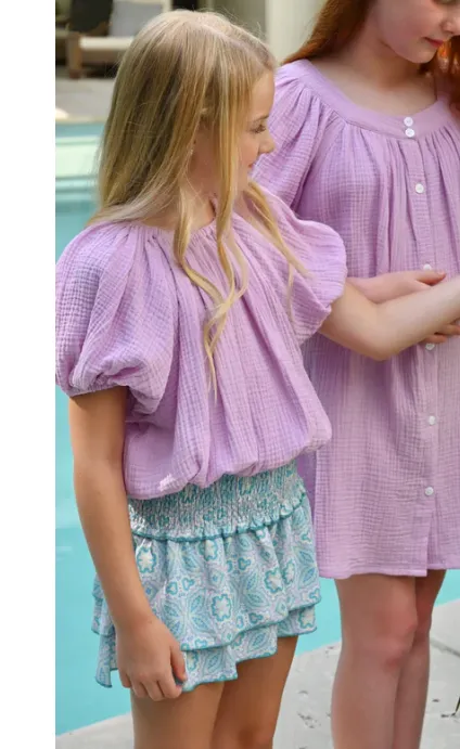 Girls Alexis Top - Orchid Gauze