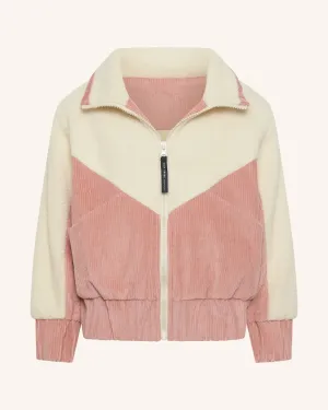 Girls Corduroy Sherpa Zip Jacket - Dusty Rose