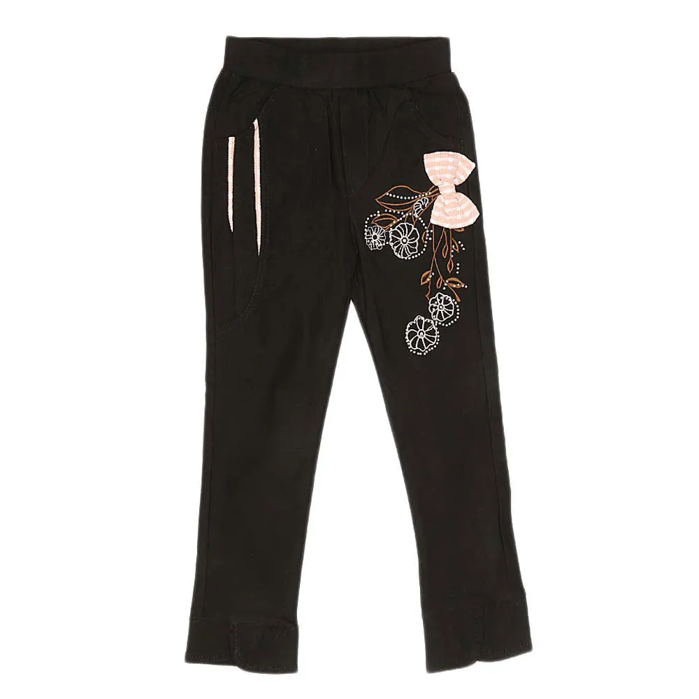 Girls Cotton Pant - Black