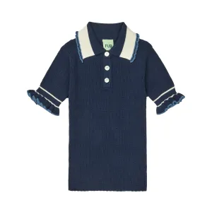 Girls Dark Navy Cotton Polo Shirt