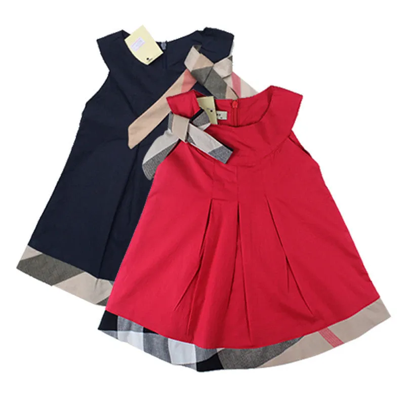 Girls dress kids clothes plaid girl vestidos casual dress designer children clothing princess dresses