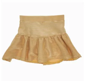 Girls Gathered Skort - Metallic Gold Shimmer