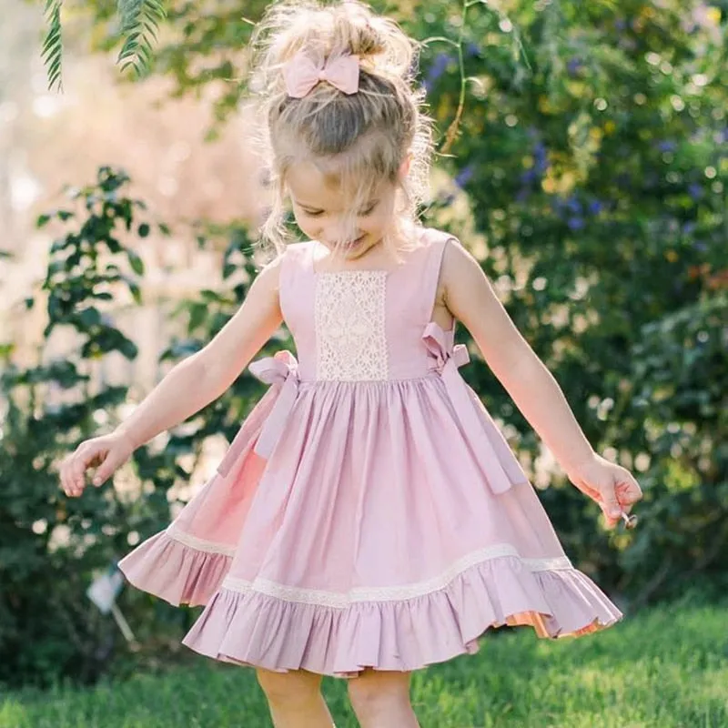 Girls Lace Dresses Summer Children's Clothing Party Dress Baby Dress Sweetie Children Clothes Flower Dress 1-5T