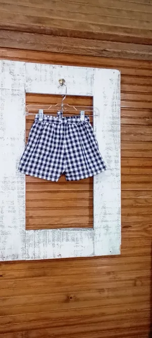 Girls Navy Plaid Shorts